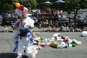 Sierra Salin, dragging his plastic "float" in the 2008 parade